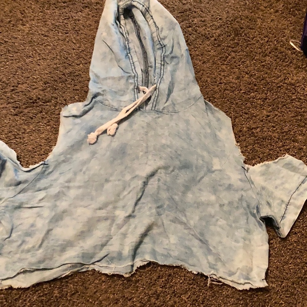 crop top denim hoodie